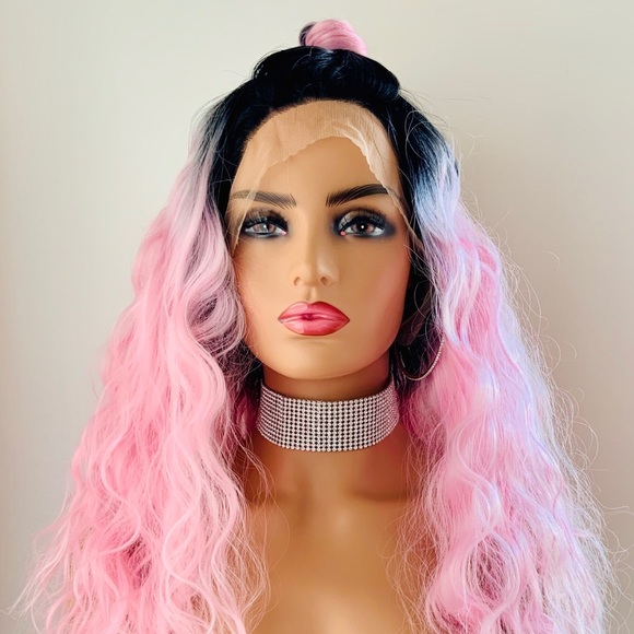 Ombre Bubblegum Pink 13x2.5 Lace Front Wig for Valentines Day or Everyday - Picture 7 of 14